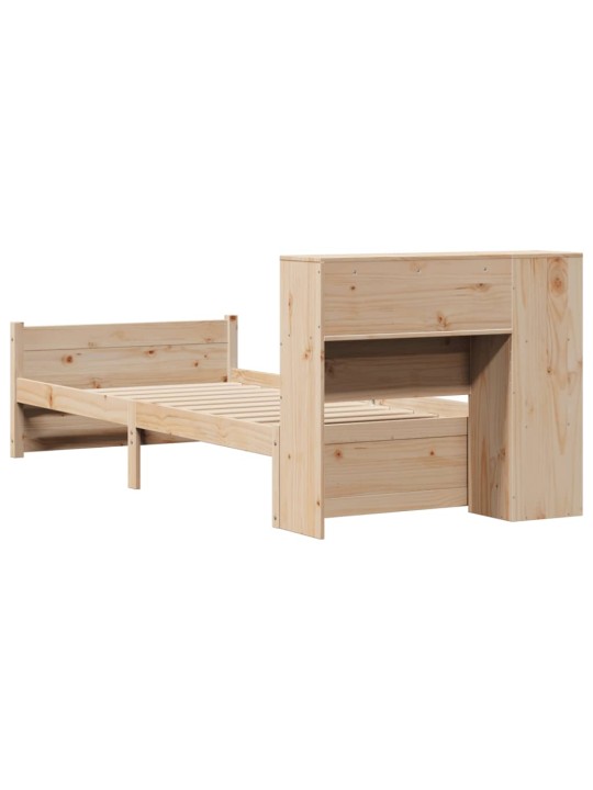 Sänky kirjahyllyllä ilman patjaa 75x190 cm täysi mänty