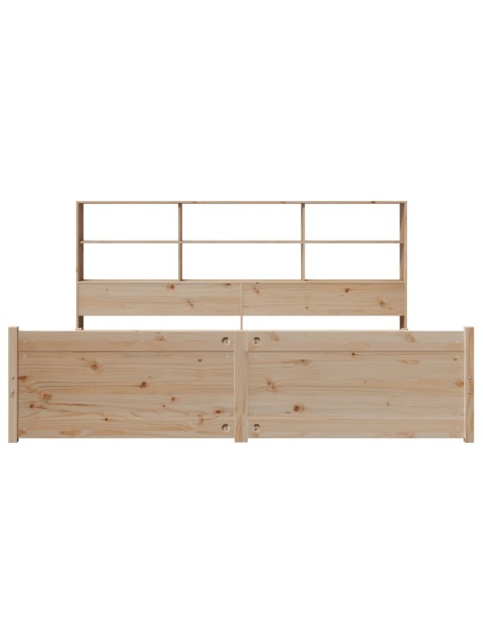 Sänky kirjahyllyllä ilman patjaa 200x200 cm täysi mänty
