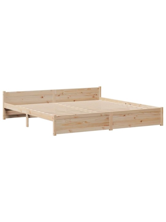 Sänky kirjahyllyllä ilman patjaa 200x200 cm täysi mänty