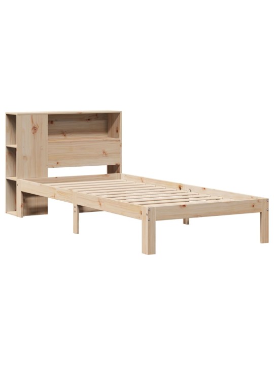 Sänky kirjahyllyllä ilman patjaa 75x190 cm täysi mänty