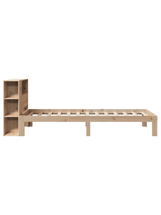 Sänky kirjahyllyllä ilman patjaa 75x190 cm täysi mänty