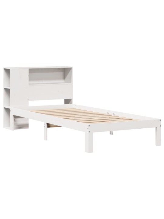 Sänky kirjahyllyllä ei patjaa valkoinen 75x190 cm täysi mänty