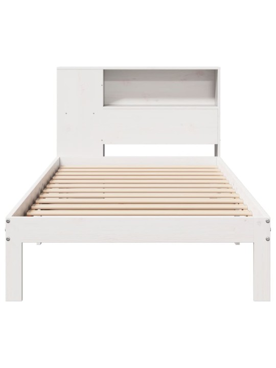 Sänky kirjahyllyllä ei patjaa valkoinen 75x190 cm täysi mänty