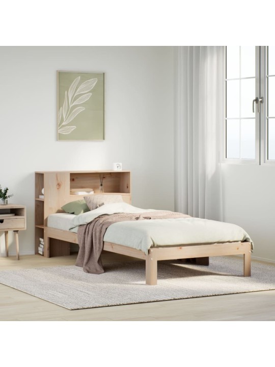 Sänky kirjahyllyllä ilman patjaa 90x190 cm täysi mänty