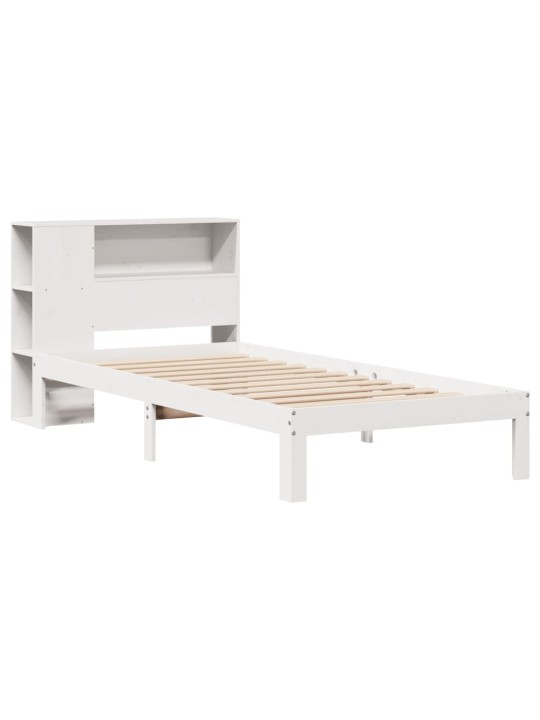 Sänky kirjahyllyllä ei patjaa valkoinen 90x190 cm täysi mänty