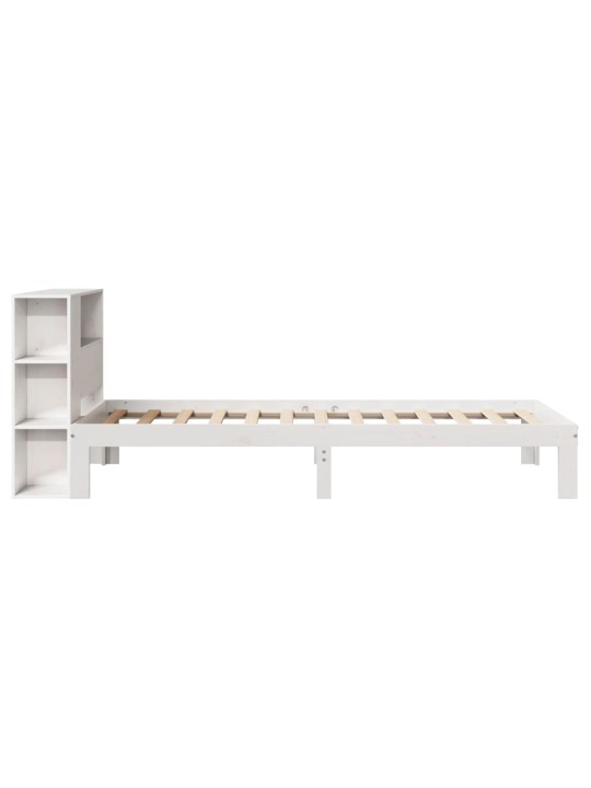 Sänky kirjahyllyllä ei patjaa valkoinen 90x190 cm täysi mänty