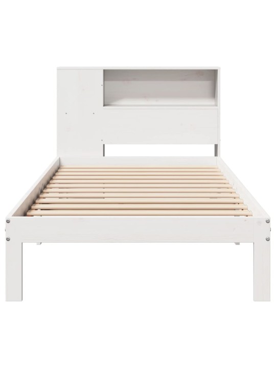 Sänky kirjahyllyllä ei patjaa valkoinen 90x200 cm täysi mänty