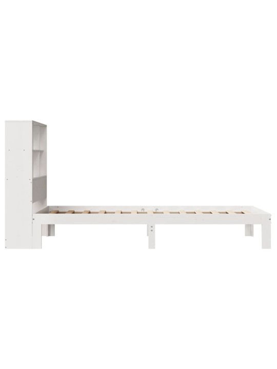 Sänky kirjahyllyllä ei patjaa valkoinen 90x190 cm täysi mänty