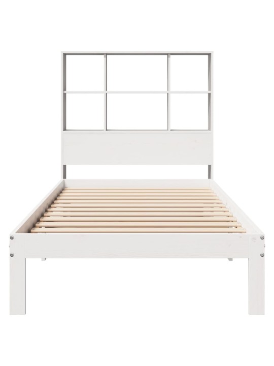 Sänky kirjahyllyllä ei patjaa valkoinen 90x200 cm täysi mänty