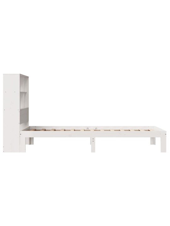Sänky kirjahyllyllä ei patjaa valkoinen 90x200 cm täysi mänty
