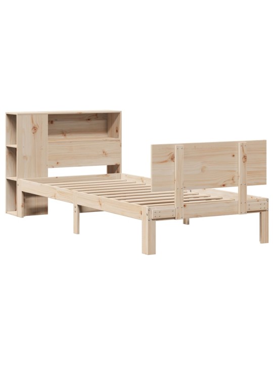 Sänky kirjahyllyllä ilman patjaa 75x190 cm täysi mänty
