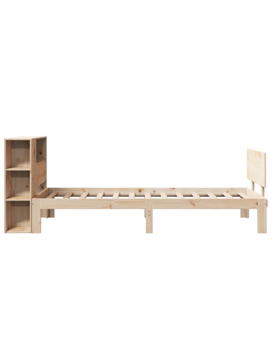 Sänky kirjahyllyllä ilman patjaa 75x190 cm täysi mänty