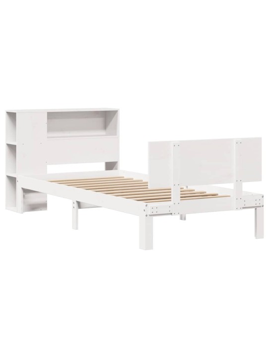 Sänky kirjahyllyllä ei patjaa valkoinen 75x190 cm täysi mänty