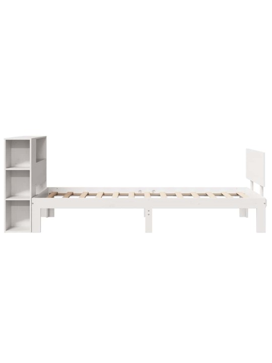 Sänky kirjahyllyllä ei patjaa valkoinen 75x190 cm täysi mänty