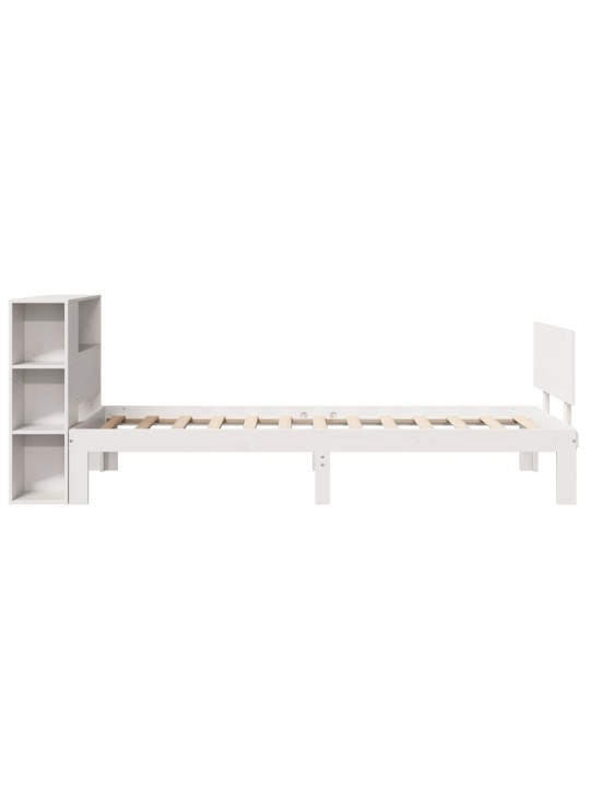 Sänky kirjahyllyllä ei patjaa valkoinen 90x190 cm täysi mänty