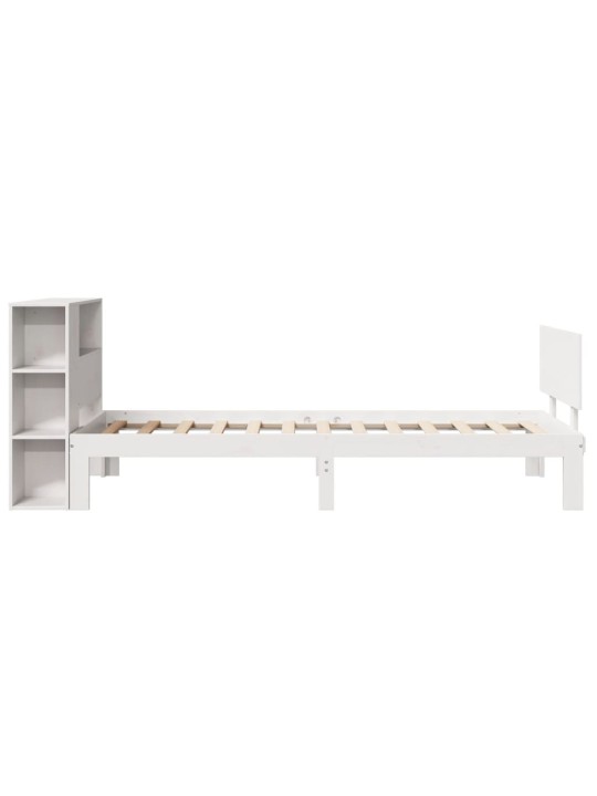 Sänky kirjahyllyllä ei patjaa valkoinen 90x200 cm täysi mänty