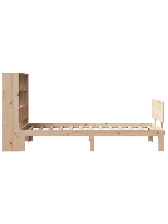 Sänky kirjahyllyllä ilman patjaa 90x190 cm täysi mänty