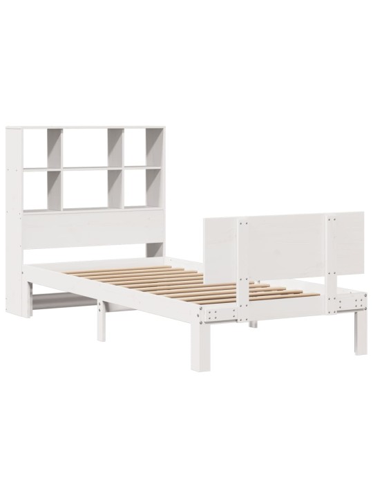 Sänky kirjahyllyllä ei patjaa valkoinen 90x200 cm täysi mänty