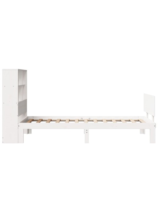 Sänky kirjahyllyllä ei patjaa valkoinen 90x200 cm täysi mänty