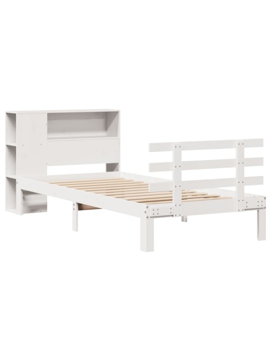 Sänky kirjahyllyllä ei patjaa valkoinen 75x190 cm täysi mänty