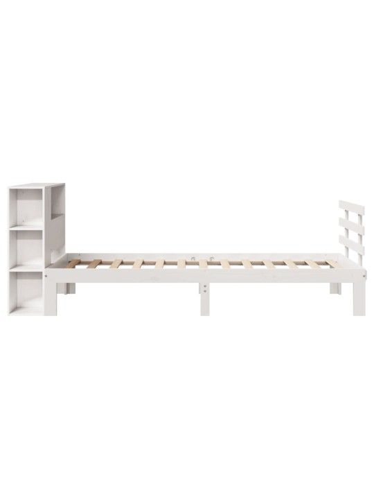 Sänky kirjahyllyllä ei patjaa valkoinen 75x190 cm täysi mänty