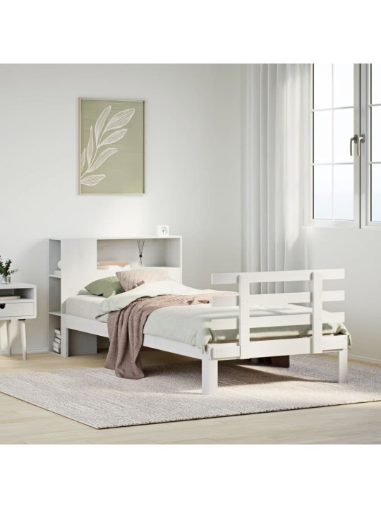 Sänky kirjahyllyllä ei patjaa valkoinen 75x190 cm täysi mänty