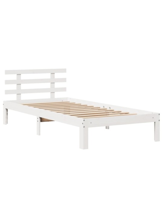 Sänky kirjahyllyllä ei patjaa valkoinen 90x200 cm täysi mänty