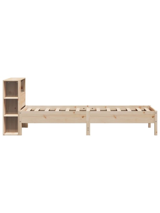 Sänky kirjahyllyllä ilman patjaa 90x200 cm täysi mänty