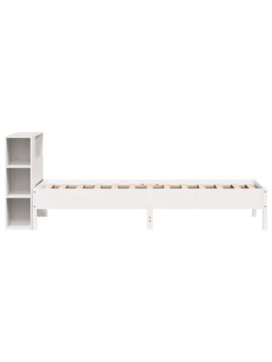 Sänky kirjahyllyllä ei patjaa valkoinen 90x200 cm täysi mänty