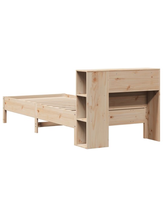 Sänky kirjahyllyllä ilman patjaa 75x190 cm täysi mänty