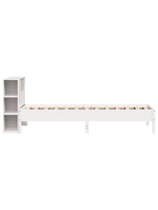 Sänky kirjahyllyllä ei patjaa valkoinen 75x190 cm täysi mänty