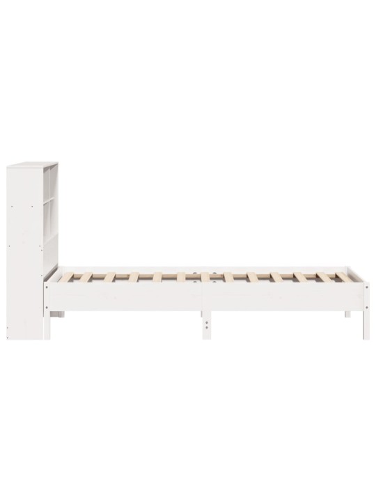 Sänky kirjahyllyllä ei patjaa valkoinen 90x200 cm täysi mänty