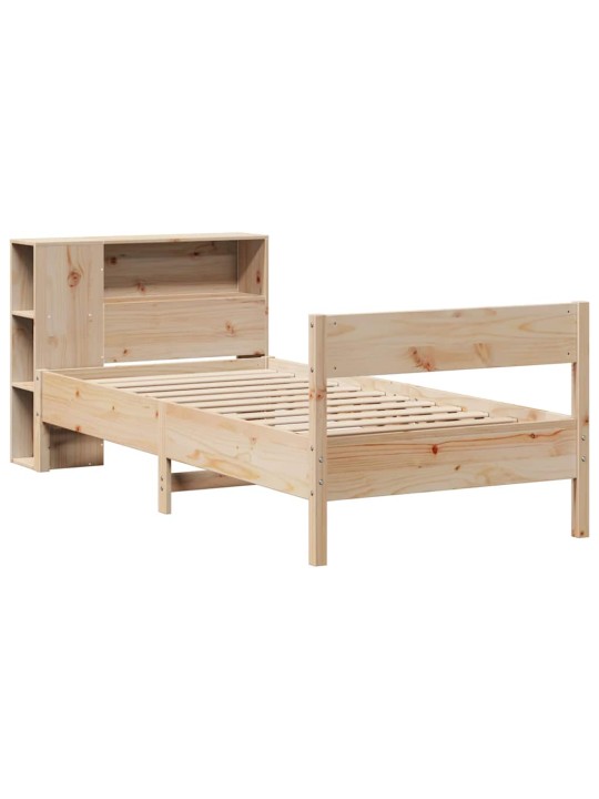 Sänky kirjahyllyllä ilman patjaa 90x200 cm täysi mänty