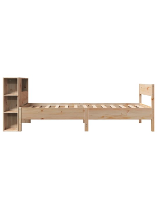 Sänky kirjahyllyllä ilman patjaa 75x190 cm täysi mänty