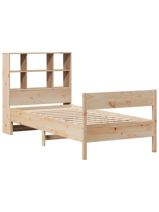 Sänky kirjahyllyllä ilman patjaa 90x200 cm täysi mänty