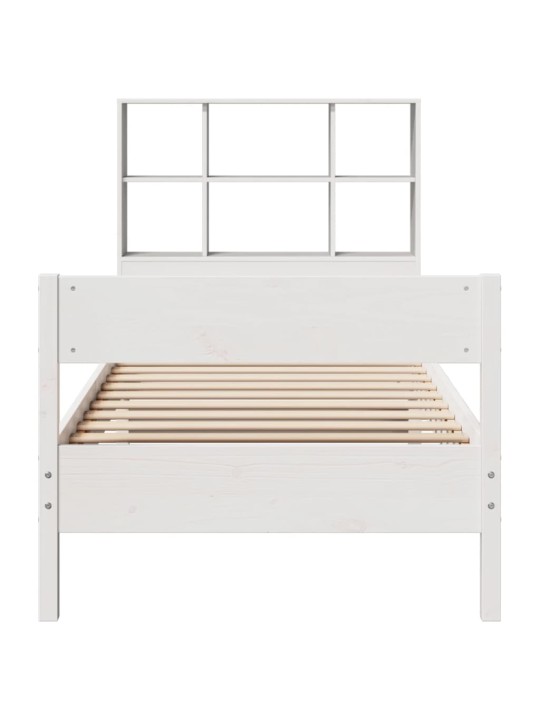 Sänky kirjahyllyllä ei patjaa valkoinen 90x200 cm täysi mänty