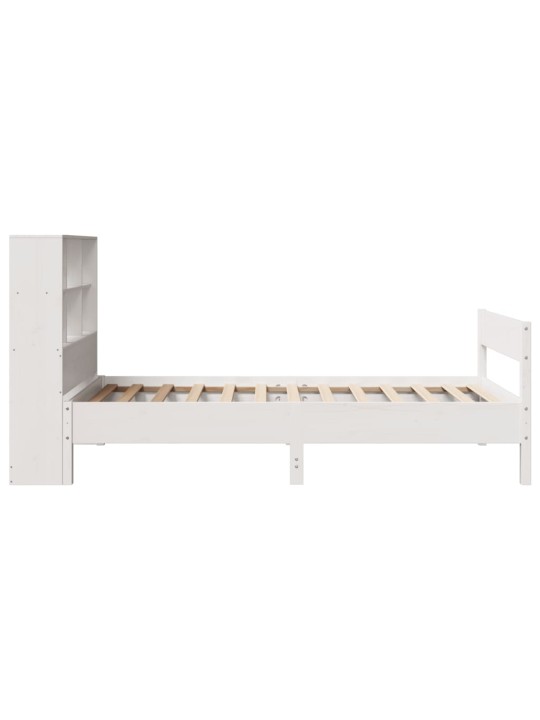 Sänky kirjahyllyllä ei patjaa valkoinen 90x200 cm täysi mänty