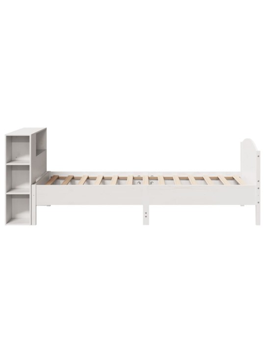 Sänky kirjahyllyllä ei patjaa valkoinen 90x190 cm täysi mänty