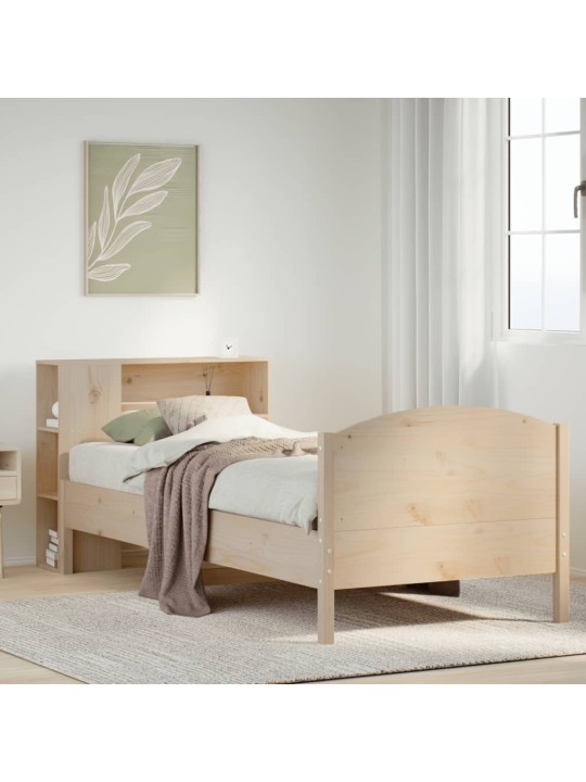 Sänky kirjahyllyllä ilman patjaa 75x190 cm täysi mänty