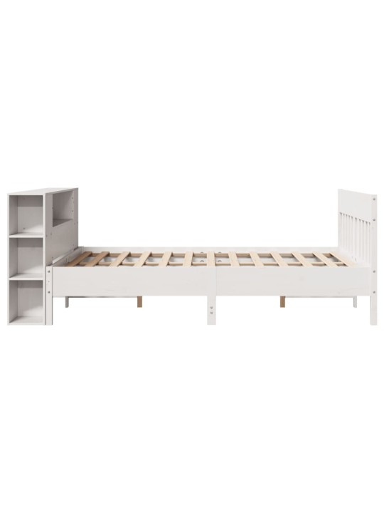 Sänky kirjahyllyllä ei patjaa valkoinen 120x200 cm täysi mänty
