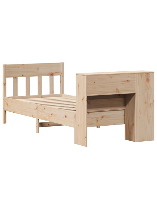 Sänky kirjahyllyllä ilman patjaa 75x190 cm täysi mänty