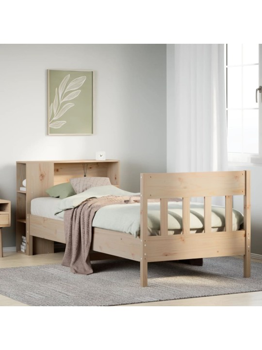 Sänky kirjahyllyllä ilman patjaa 75x190 cm täysi mänty