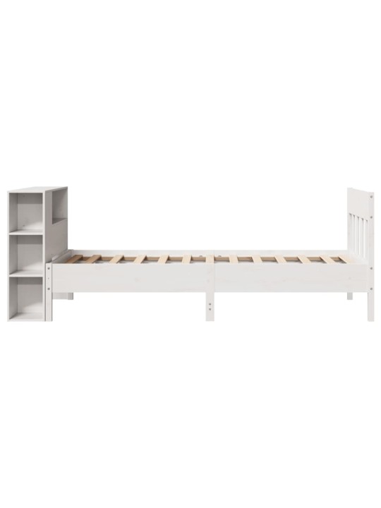 Sänky kirjahyllyllä ei patjaa valkoinen 75x190 cm täysi mänty