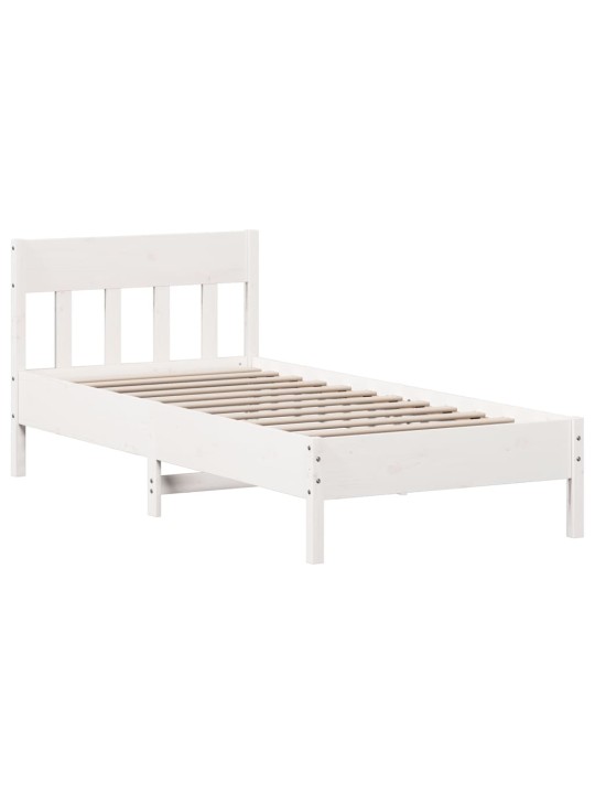 Sänky kirjahyllyllä ei patjaa valkoinen 75x190 cm täysi mänty