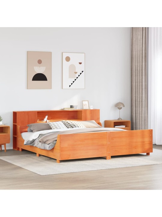 Sängynrunko ilman patjaa vahanruskea 200x200 cm täysi mänty