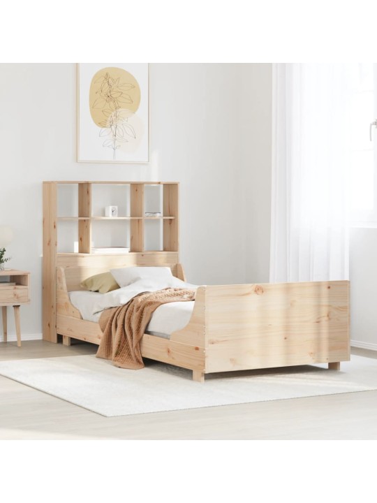 Sänky kirjahyllyllä ilman patjaa 90x200 cm täysi puu