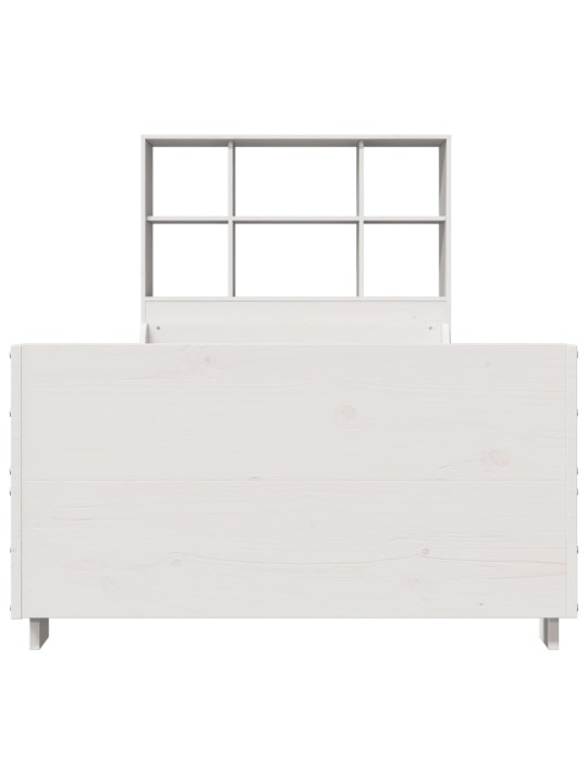 Sänky kirjahyllyllä ei patjaa valkoinen 90x200 cm täysi puu