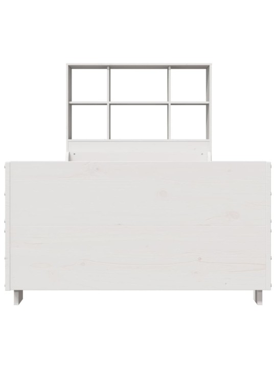 Sänky kirjahyllyllä ei patjaa valkoinen 90x190 cm täysi puu