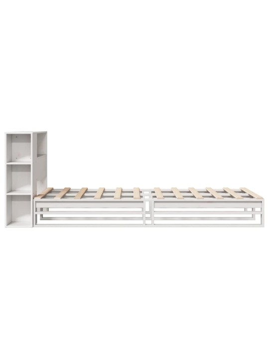 Sänky kirjahyllyllä ei patjaa valkoinen 90x200 cm täysi puu