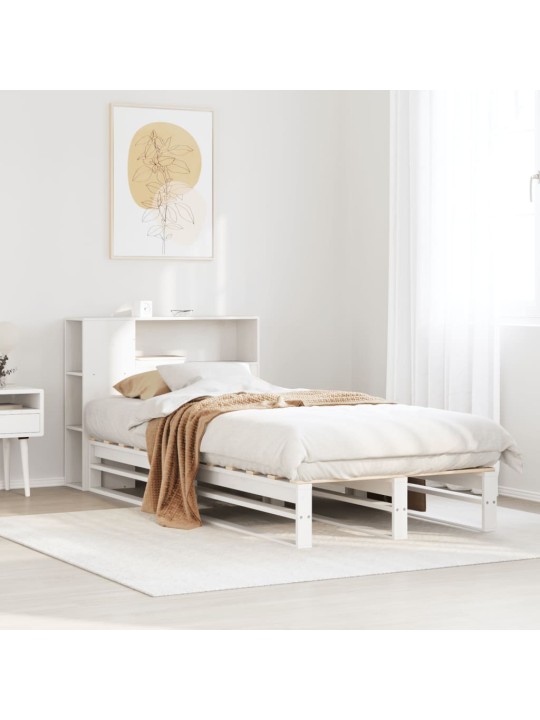 Sänky kirjahyllyllä ei patjaa valkoinen 90x200 cm täysi puu